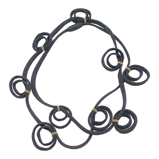 Black and gold loop necklace by Rosalba Galati